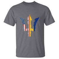 Funny Barbadian American Pride Barbados USA Flag Trident T Shirt