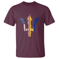 Funny Barbadian American Pride Barbados USA Flag Trident T Shirt