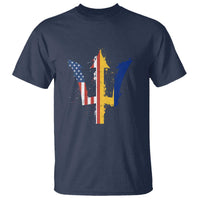 Funny Barbadian American Pride Barbados USA Flag Trident T Shirt
