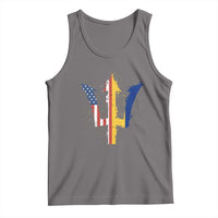 Funny Barbadian American Pride Barbados USA Flag Trident Tank Top
