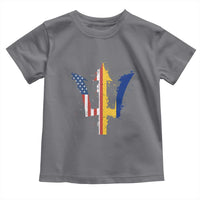 Funny Barbadian American Pride Barbados USA Flag Trident Toddler T Shirt