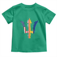 Funny Barbadian American Pride Barbados USA Flag Trident Toddler T Shirt