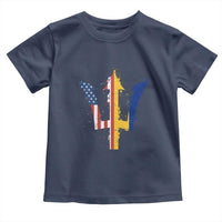 Funny Barbadian American Pride Barbados USA Flag Trident Toddler T Shirt