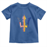 Funny Barbadian American Pride Barbados USA Flag Trident Toddler T Shirt