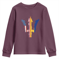Funny Barbadian American Pride Barbados USA Flag Trident Youth Sweatshirt