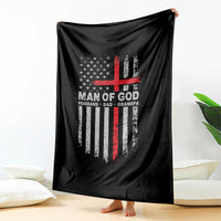 Man of God Husband Dad Protector Throw Blanket Christian Dad Fathers Day