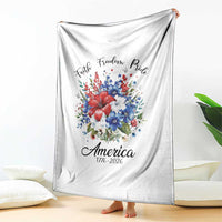 Floral 250th Anniversary Throw Blanket Faith Freedom Pride 4th of July 1776 2026