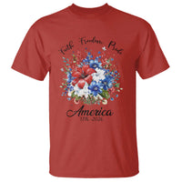 Floral 250th Anniversary T Shirt Faith Freedom Pride 4th of July 1776 2026