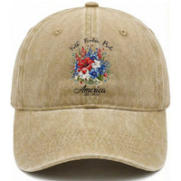 Floral 250th Anniversary Washed Cotton Baseball Cap Faith Freedom Pride 4th of July 1776 2026