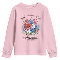 Floral 250th Anniversary Youth Sweatshirt Faith Freedom Pride 4th of July 1776 2026