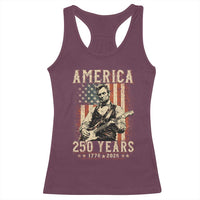 Abraham Lincoln Playing Guitar 4th July US 250th Anniversary Racerback Tank Top