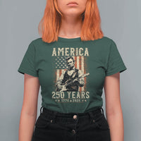 Abraham Lincoln Playing Guitar 4th July US 250th Anniversary T Shirt For Women