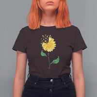 Sarcoma Awareness T Shirt For Women Yellow Ribbon Flower - Wonder Print Shop