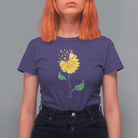 Sarcoma Awareness T Shirt For Women Yellow Ribbon Flower - Wonder Print Shop