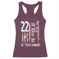 Suicide Awareness PTSD Veteran Racerback Tank Top 22 A Day Is Too Many Vintage American Flag - Wonder Print Shop