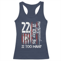 Suicide Awareness PTSD Veteran Racerback Tank Top 22 A Day Is Too Many Vintage American Flag - Wonder Print Shop