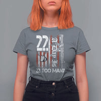 Suicide Awareness PTSD Veteran T Shirt For Women 22 A Day Is Too Many Vintage American Flag - Wonder Print Shop