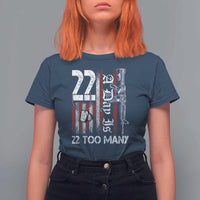 Suicide Awareness PTSD Veteran T Shirt For Women 22 A Day Is Too Many Vintage American Flag - Wonder Print Shop