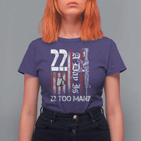 Suicide Awareness PTSD Veteran T Shirt For Women 22 A Day Is Too Many Vintage American Flag - Wonder Print Shop