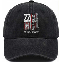 Suicide Awareness PTSD Veteran Washed Cotton Baseball Cap 22 A Day Is Too Many Vintage American Flag