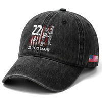 Suicide Awareness PTSD Veteran Washed Cotton Baseball Cap 22 A Day Is Too Many Vintage American Flag