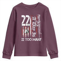 Suicide Awareness PTSD Veteran Youth Sweatshirt 22 A Day Is Too Many Vintage American Flag - Wonder Print Shop