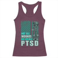 PTSD Awareness Not All Wounds Are Visible Racerback Tank Top PTSD Veteran Military Soldier - Wonder Print Shop
