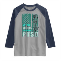 PTSD Awareness Not All Wounds Are Visible Raglan Shirt PTSD Veteran Military Soldier - Wonder Print Shop