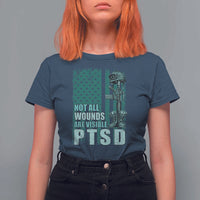 PTSD Awareness Not All Wounds Are Visible T Shirt For Women PTSD Veteran Military Soldier - Wonder Print Shop