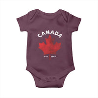 Funny Proud Canadian Canada EST 1867 Baby Onesie Vintage Maple Leaf - Wonder Print Shop
