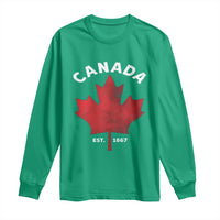 Funny Proud Canadian Canada EST 1867 Long Sleeve Shirt Vintage Maple Leaf - Wonder Print Shop