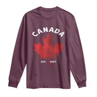 Funny Proud Canadian Canada EST 1867 Long Sleeve Shirt Vintage Maple Leaf - Wonder Print Shop