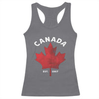 Funny Proud Canadian Canada EST 1867 Racerback Tank Top Vintage Maple Leaf - Wonder Print Shop