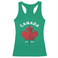Funny Proud Canadian Canada EST 1867 Racerback Tank Top Vintage Maple Leaf - Wonder Print Shop