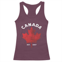 Funny Proud Canadian Canada EST 1867 Racerback Tank Top Vintage Maple Leaf - Wonder Print Shop
