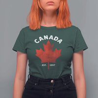 Funny Proud Canadian Canada EST 1867 T Shirt For Women Vintage Maple Leaf - Wonder Print Shop