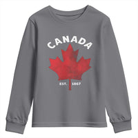 Funny Proud Canadian Canada EST 1867 Youth Sweatshirt Vintage Maple Leaf - Wonder Print Shop