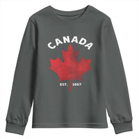 Funny Proud Canadian Canada EST 1867 Youth Sweatshirt Vintage Maple Leaf - Wonder Print Shop