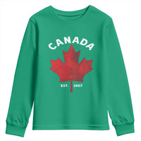 Funny Proud Canadian Canada EST 1867 Youth Sweatshirt Vintage Maple Leaf - Wonder Print Shop
