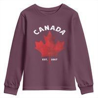 Funny Proud Canadian Canada EST 1867 Youth Sweatshirt Vintage Maple Leaf - Wonder Print Shop