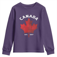 Funny Proud Canadian Canada EST 1867 Youth Sweatshirt Vintage Maple Leaf - Wonder Print Shop