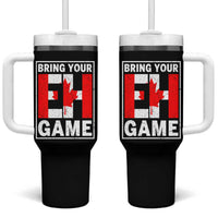 Funny Canada Pride Bring Your Eh Game Tumbler With Handle Canadian Flag - Wonder Print Shop