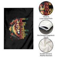 Rasta Lion Garden Flag Invest In Your Hair It's The Crown You Never Take Off Jamaican Pride - Wonder Print Shop