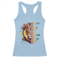 Rasta Lion Racerback Tank Top Invest In Your Hair It's The Crown You Never Take Off Jamaican Pride - Wonder Print Shop