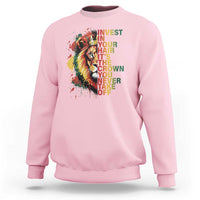 Rasta Lion Sweatshirt Invest In Your Hair It's The Crown You Never Take Off Jamaican Pride - Wonder Print Shop