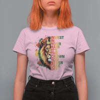 Rasta Lion T Shirt For Women Invest In Your Hair It's The Crown You Never Take Off Jamaican Pride - Wonder Print Shop