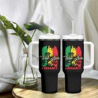 True Love Reggae Tumbler With Handle Jamaican Rasta Music Palm Tree - Wonder Print Shop