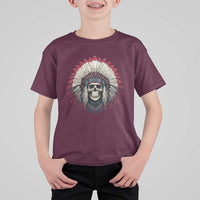 Native American Indian Chief Skull Headdress T Shirt For Kid - Wonder Print Shop