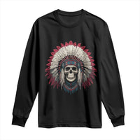 Native American Indian Chief Skull Headdress Long Sleeve Shirt - Wonder Print Shop