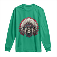 Native American Indian Chief Skull Headdress Long Sleeve Shirt - Wonder Print Shop